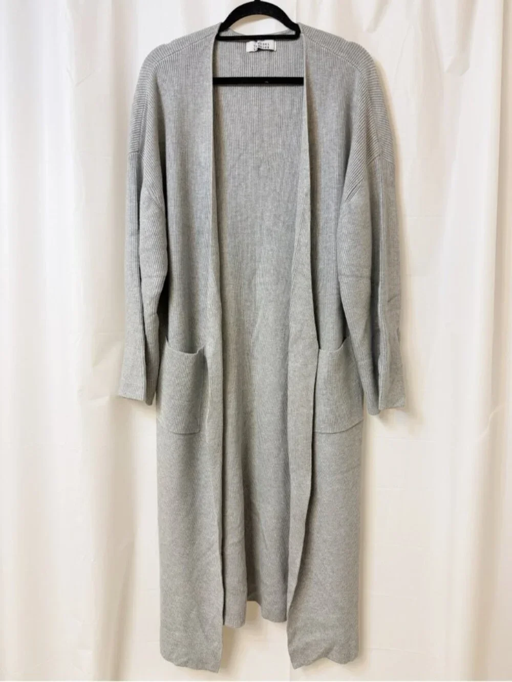 Brunette The Label Matilda Rib Knit Oversized Maxi Cardigan Grey XS/S